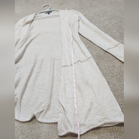 EILEEN FISHER Sz Medium FLAWED Oat Tencel Merino Wool Alpaca Long Cardigan - Picture 7 of 10